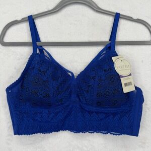 Parfait Sapphire Blue‎ Lace Unlined Wire Free Bralette Bra 32D P5951 New
